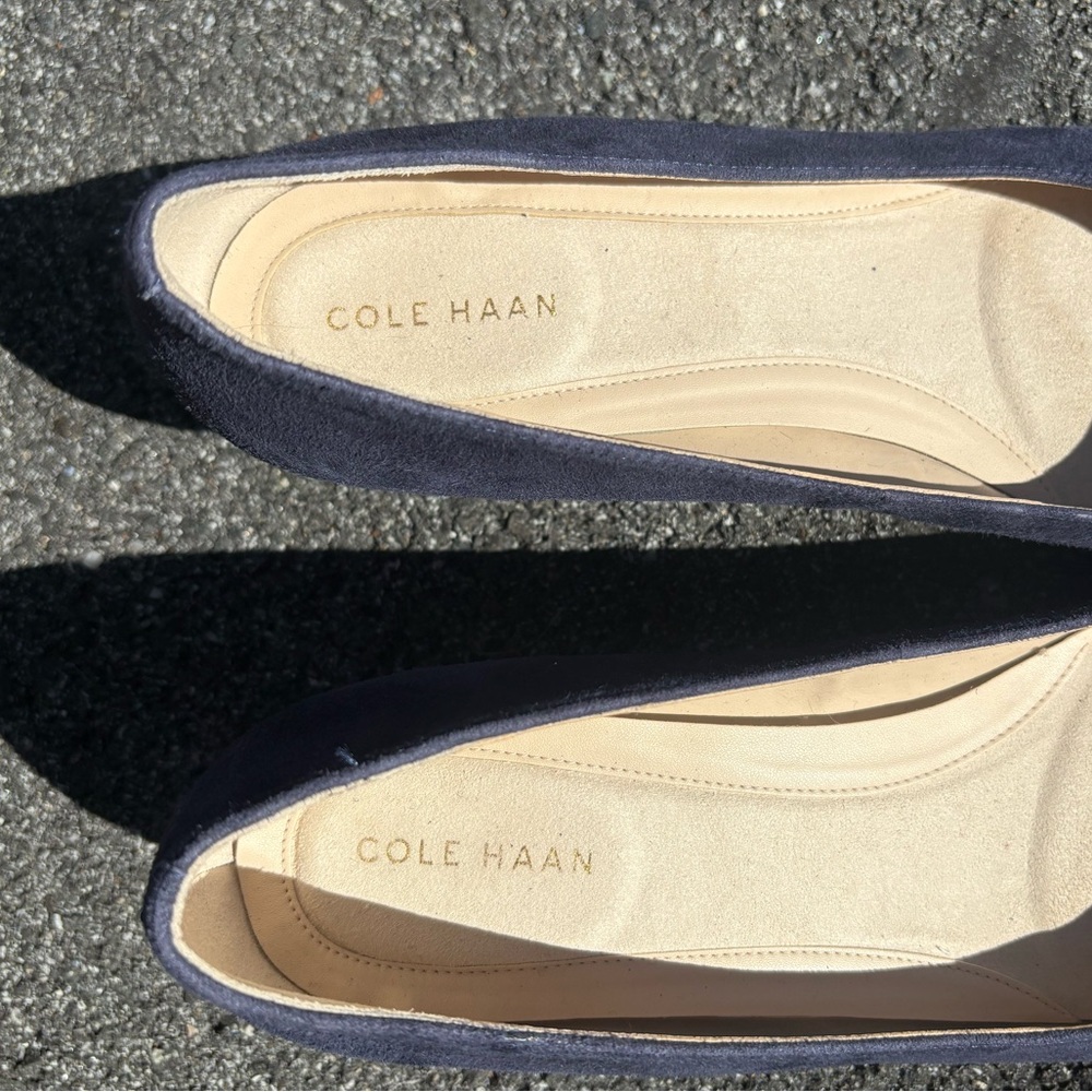 Cole Haan Grand.oS Alanna Blue suede Block Heels Size 9.5 - Picture 2 of 11